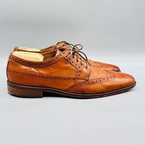 Cole Haan Shoes Mens 10 Light Brown Leather Grand OS Wingtip Oxford Dress Brogue